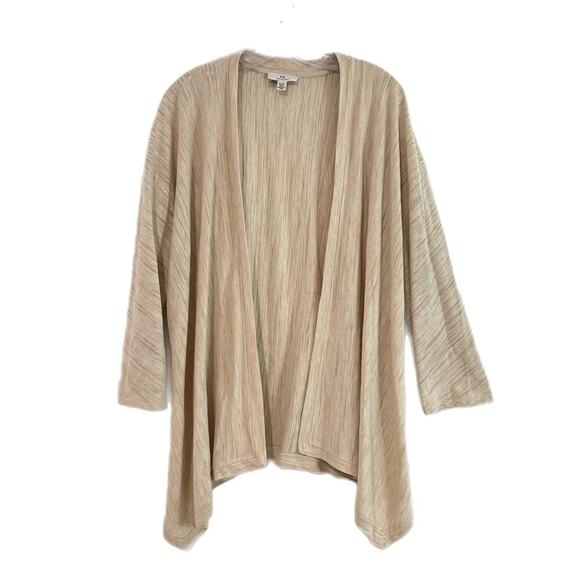 H by Halston Textured Space Dye Open Front Cardigan XL Beige Minimalist Lagenloo - Picture 1 of 10